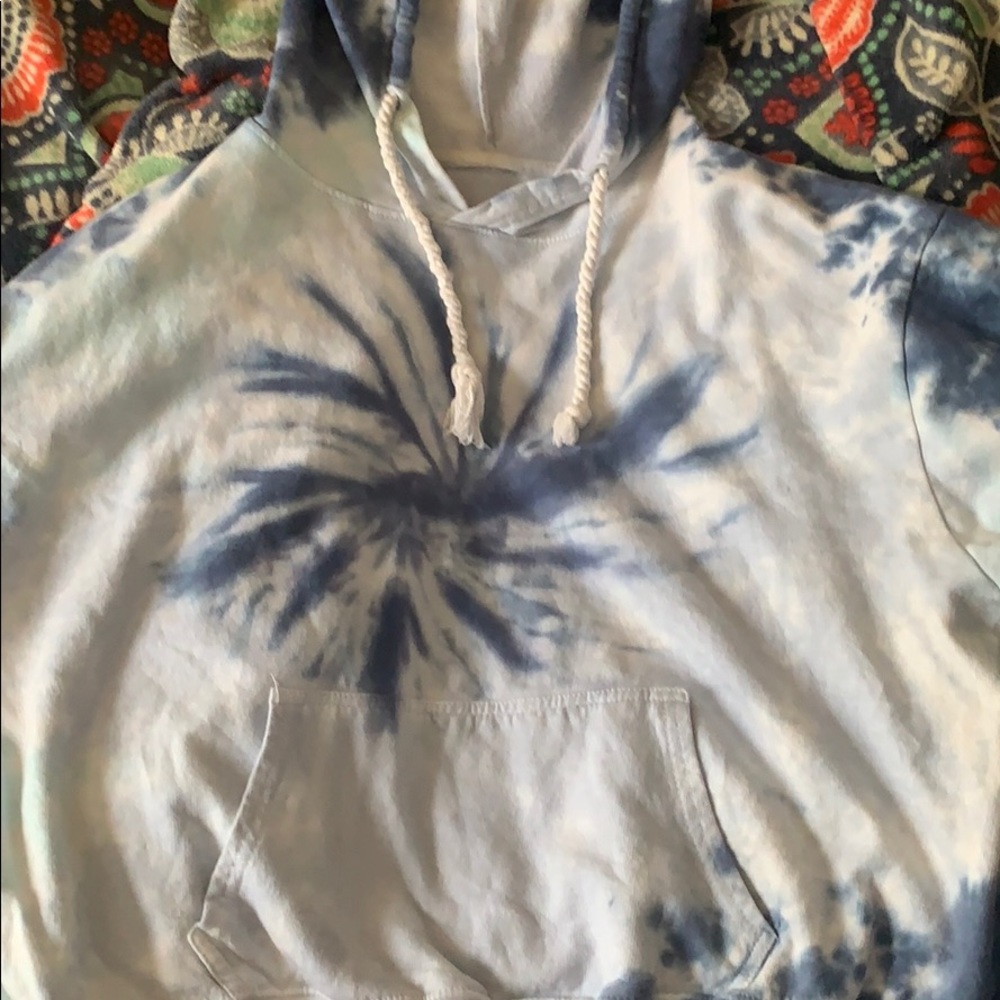 blue and white tie dye hoodie